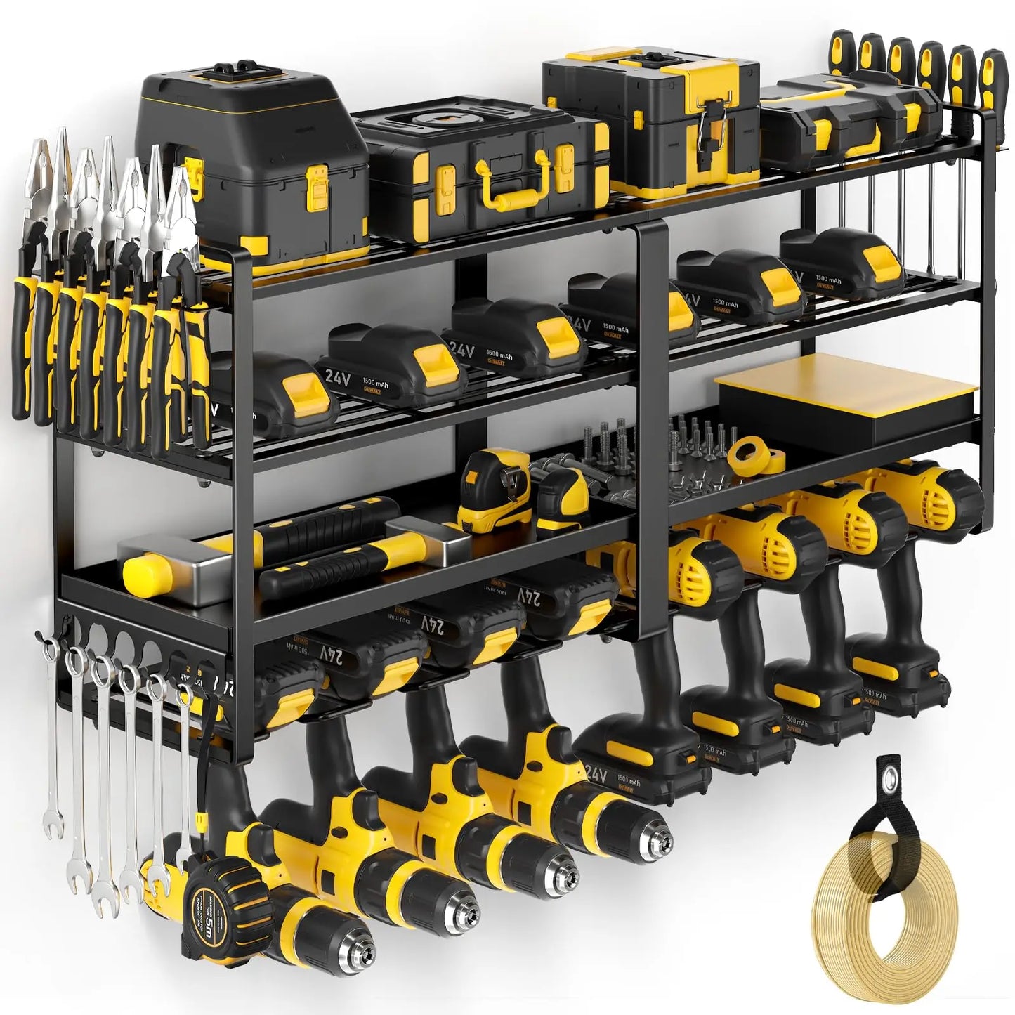 Power Tool Organizer Wall Mount,  Heavy Duty Drill Holder, 4 Layer Garage and Storage,