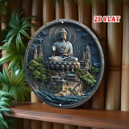 Zen Garden Metal Wall Art–Rustic Buddhist Decor